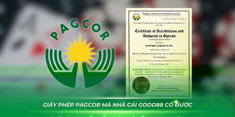 Giấy phép PAGCOR mà nhà cái GOOD88 có được